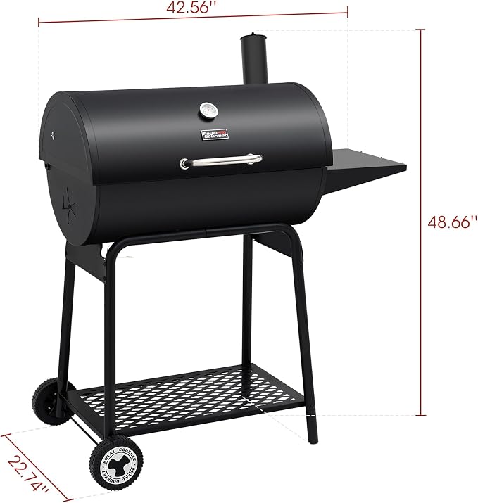 Royal Gourmet CC1830 30 Barrel Charcoal Grill with Side Table, 627 Square Inches, Outdoor Backyard, Patio and Parties, Black | Masterbuilt MB20091621 Lump Charcoal 16 Pound, Black