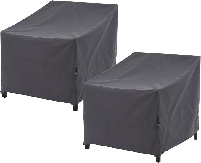 WJ-X3 Outdoor Chair Covers, Rip Stop, Heavy Duty, Waterproof Patio Chair Cover, 36W x 40D x 36H, Gray, 2-Pack