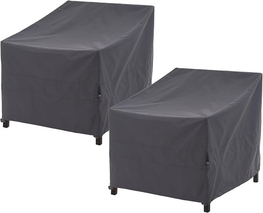WJ-X3 Outdoor Chair Covers, Rip Stop, Heavy Duty, Waterproof Patio Chair Cover, 36W x 40D x 36H, Gray, 2-Pack