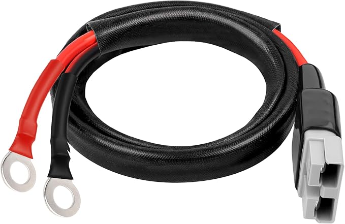XRDS -RF 8AWG Battery Quick Connect Cable 3 FT, 50 Amp Anderson-Style Connector to O-Ring Terminal, for Solar, RV, EV, and Backup Power Systems