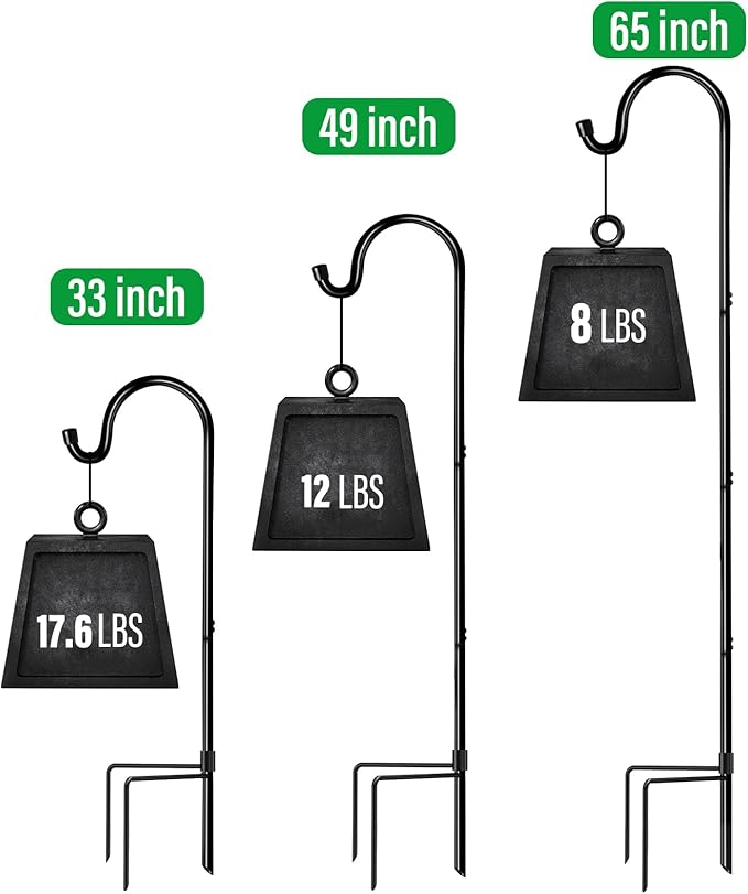 GOFORWILD Shepherd Hooks Adjustable, Premium Metal Garden Hook for Outdoor, Hanging Plant, Solar Lights, Lanterns, Bird Feeders, and Wedding Decor, 65 Inch, 6 Pack