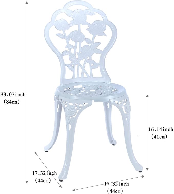Mandolin 5-Piece Cast Aluminum Patio Bistro Set Outdoor Table Set Waterproof and Sun Resistant Outdoor Furniture Set (Rose White)