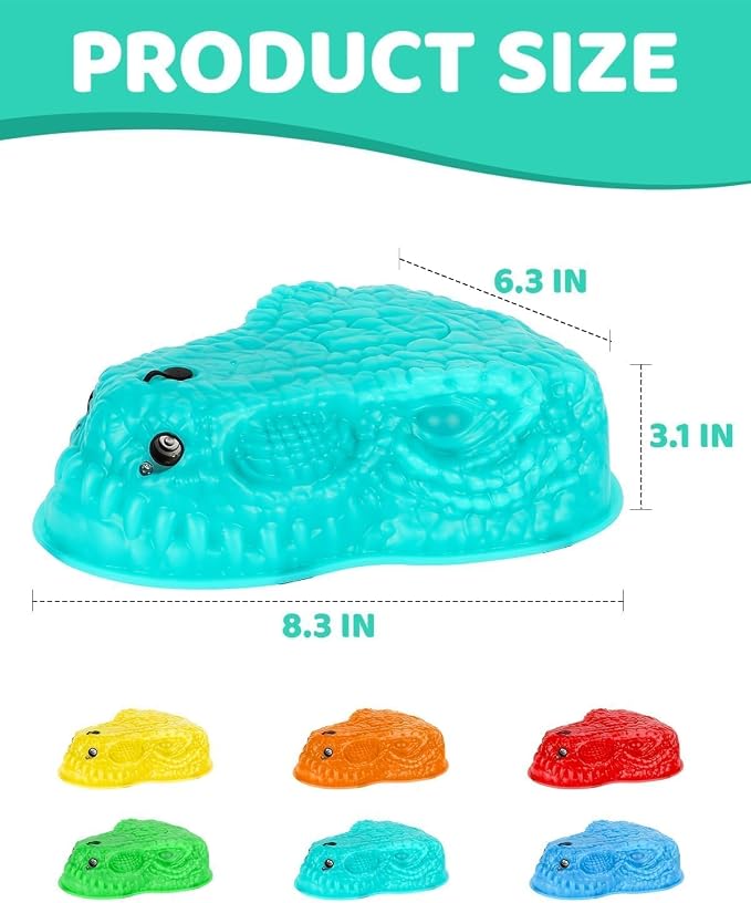 Dinosaur Stepping Stones for Kids 3-5, 6 Pcs Non-Slip Balance Sensory Toys with Mist Spray & Roaring Sound, Light Up Rechargeable Toddler Stepping Stones for Indoor & Outdoor Obstacle Course