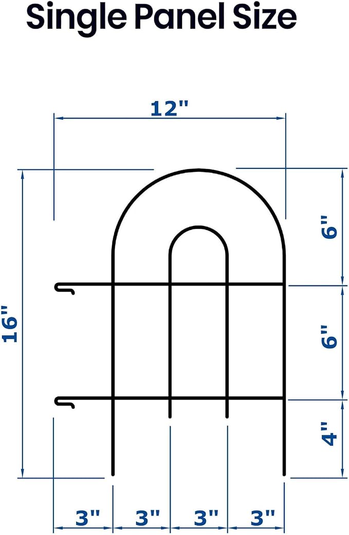 16in(H)×40ft(L) Black Decorative Garden Border Fence Total 40 Panels No Dig Metal Folding Fence Panel Garden Edging Border Fence for Animal Barrier Fencing Flower Bed Yard Patio