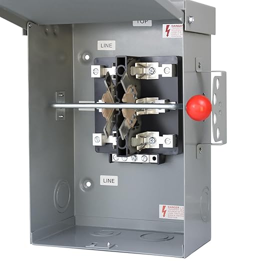 100A Manual Transfer Switch for Generator, Manual Generator Transfer Switch,100 Amp 120/240-Volt 24000W General-Duty Double-Throw Safety Switch, NEMA 3R for Outdoor and Indoor, 2P