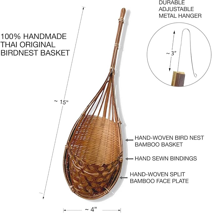 Handmade 100% Thai Bamboo Hanging Orchid Basket – 4 Inch Set of 6