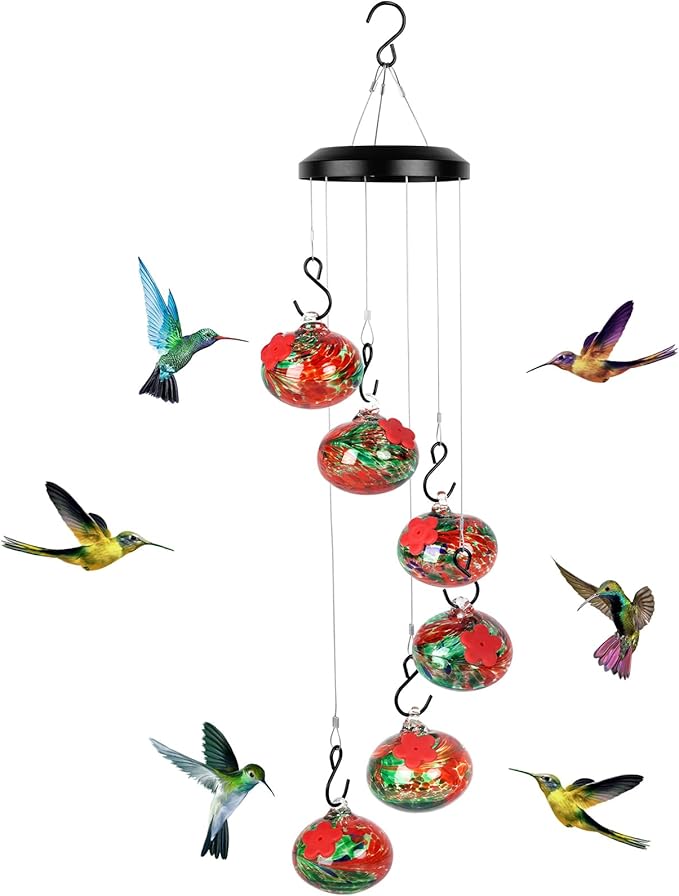 Headak Life Charming Wind Chimes Hummingbird feeders for Outdoors Hanging ant and bee Proof,Never Leak,Perfect Garden Decor for Outside