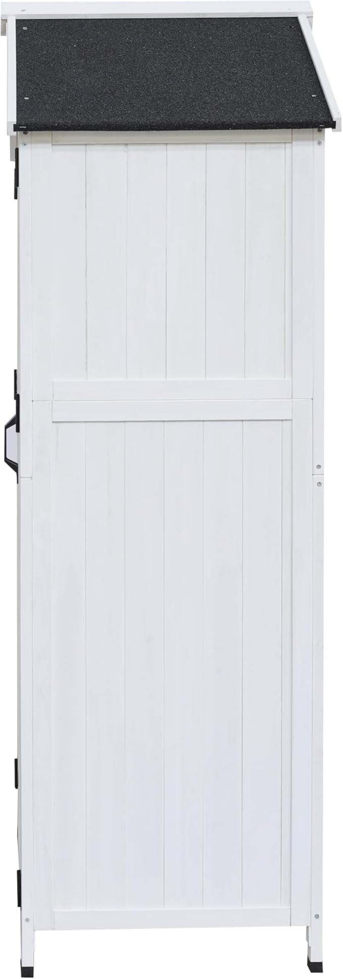 Christopher Knight Home Neapo 67" Outdoor Storage Shed, Spacious Storage Garden Tools Shed, Fire Wood Tall Sheds, Two Open Doors, Wooden Panel Design, Easy Organize Lawn Mowers, Shovels, Pots, White