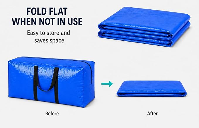 Extra Large Storage Bags, Jumbo Moving Tent Storage Bags, Foldable Big Black XXL Duffle Bag for Travel,Christmas Tree Bag, 42x23x13.5inch - 2PACK