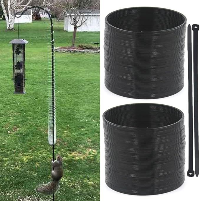 2 PCS Squirrel Baffles Squirrel Guard for Bird Feeders, Squirrel Spring Barriers Squirrel Deterrent Coil Protects Outdoor Bird Feeder Poles