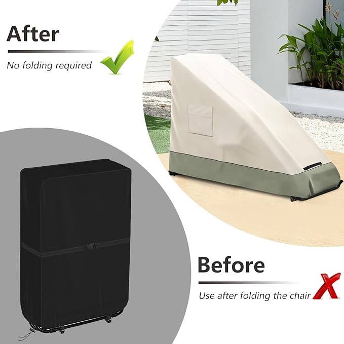 Zero Gravity Chair Cover,Outdoor Heavy Duty 600D Waterproof Zero Gravity Lounge Chair Cover,Patio Folding Zero Gravity Recliner Cover.Beige & Green,39" L x 26" W x 45" H.