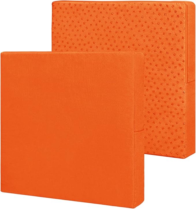 Easy-Going Waterproof Patio Cushion Covers 24x24x4 inch 2 Pack Replacement Non-Slip Outdoor Seat Cushion Slipcover with Zipper. Orange