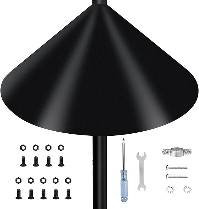 Wider Squirrel Baffle for Bird Feeder Pole, Raccoons Rodents Guard Stopper for Outside Shepherd Hooks, Easy Assembly Baffle for Bird Feeding Pole (19Inch 1 Pack Black)