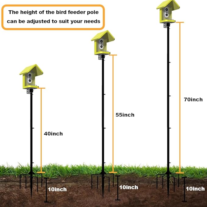 Smart Bird Feeder Pole,79 Inches Tall Bird House Poles for Outdoors,1-Inch Diameter Thickened Heavy-Duty Pole for Bird Feeder,Adjustable Bird Feeder Stand, Slip-Fit Connection.
