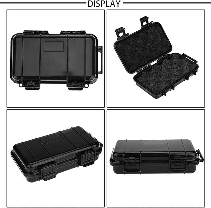 SIXRUN Outdoor Shockproof Sealed Storage Case, Model B, Black, ABS Material, Waterproof, 7.5x4.7x2.0 Inch
