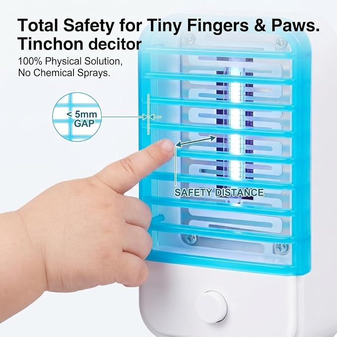 6Pack Bug Zapper Indoor Plug in Mosquito Zapper Indoor,Baby Secure Mosquito Killer for Bedroom&Nursery,Fruit Fly Zapper Insect Killer with 365nm Blue Light,Plug in Gnat Killer for Kitchen&Indoor Plant