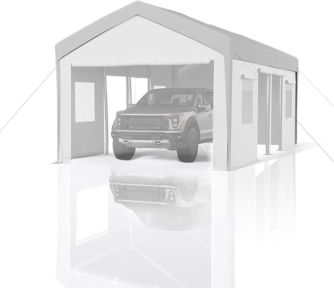 13x20 ft Heavy Duty Carport Replacement Canopy Cover, Waterproof Outdoor Garage Top Tent for Cars/Trucks/Boats, UV-Resistant & Wind-Resistant (Top Cover ONLY, Frame Not Included)