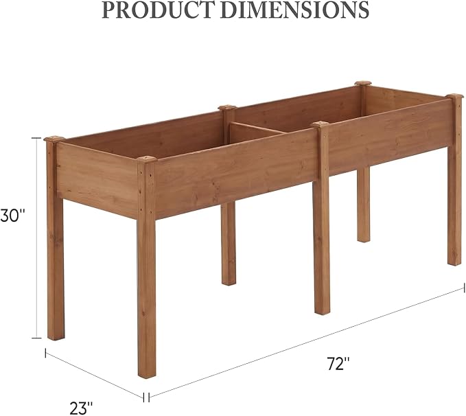 Simple Deluxe Raised Garden Bed with Legs, 72 x 23 x 30 Inch Wooden Planter Box with Liner, Elevated Outdoor Garden Box for Patio, Balcony & Backyard Use, Brown