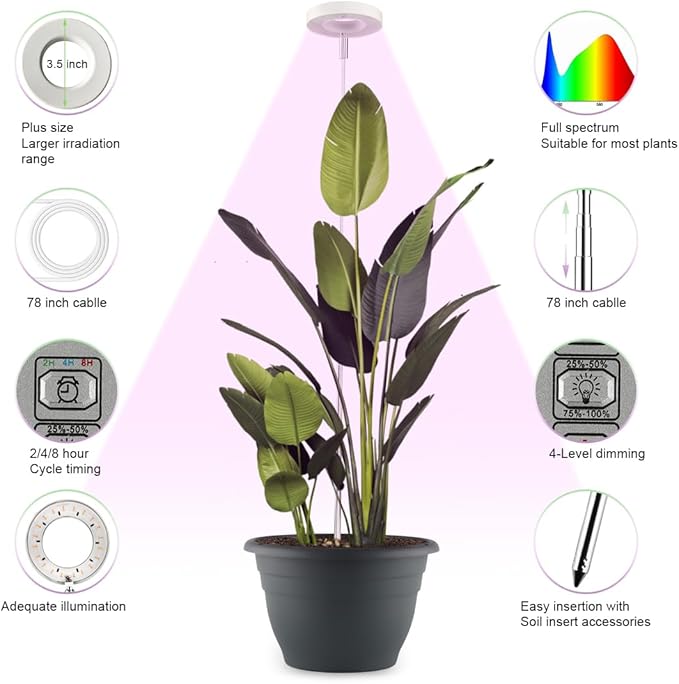 RooTrimmer 2 Pack 11 Inch Plant Pots with LED Grow Light,Full Spectrum Indoor Planter Kit with Soil Moisture Meter & Drainage System,Modern Flower Pots for Home Office Plants