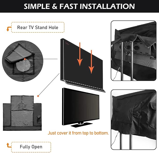 HOMEYA Outdoor TV Cover 52-55 Inch with Clear Scratch Resistant Front Flap+Outdoor TV Cover 52-55 Inches, 600D Weatherproof & Waterproof TV Screen Protector, Fits Most TV Mounts Stands with Remote