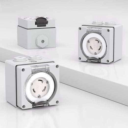 STARELO 30 Amp Locking Female Plug Box NEMA L6-30C Generator Twist Lock Adapter Female Connector,250 Volt,Outdoor dustproof and Weatherproof for generators, Welding Machines, etc.ETL Listed.