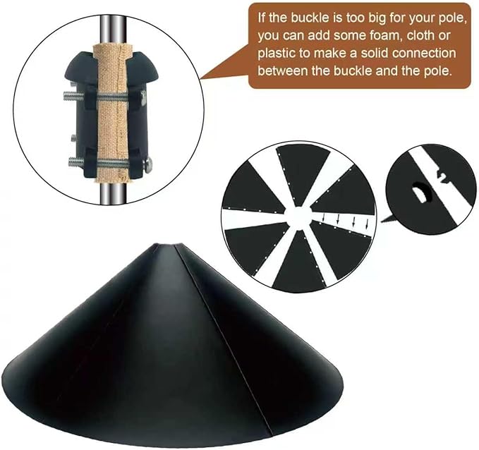 1 Pack 19 inch Squirrel Proof Baffle for Bird Feeder Pole,Shepherd's Hook Outdoor Sturdy,Squirrel Device Guard Deterrent Stop Squirrels from Climbing,Easy Install,Black