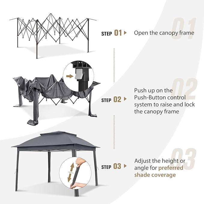 COOS BAY Pop up Gazebo 11x11, Instant Canopy Tent with Mesh Netting, Patio Gazebo with 121 Square Feet of Shade, 4 Weight Bags Included, Dark Gray