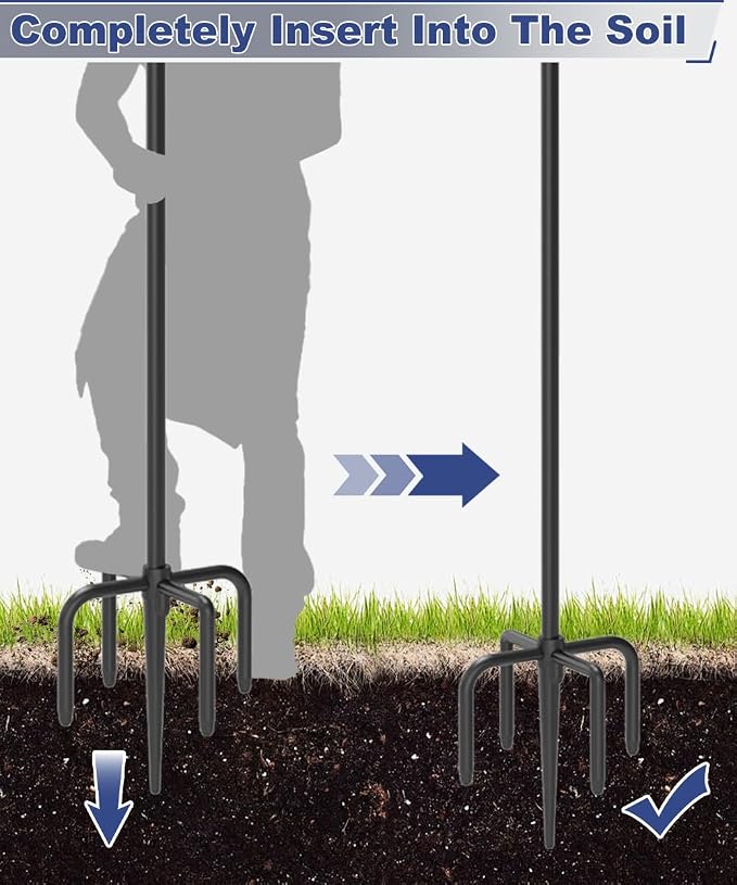 Upgrade 4-Hook Shepherd Hooks for Outdoor with Plastic Tube, 60" Heavy Duty Bird Feeder Pole with 5 Prongs Base, Adjustable Garden Hook for Solar Light, Hanging Plant, Wedding Decor, 1 Pack