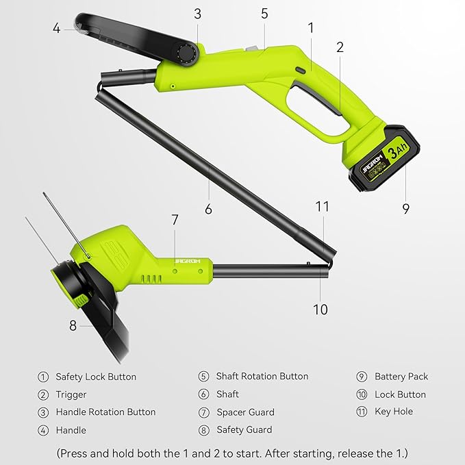 21V String Trimmer Cordless with 2x3.0Ah Battery and Charger, 12 Inch Battery Power Weed Eater String, Electric Weed Wacker, 2 In 1 Trimmer & Edger Lawn Tool Grass Cutter with 8 Lines for Garden, Yard