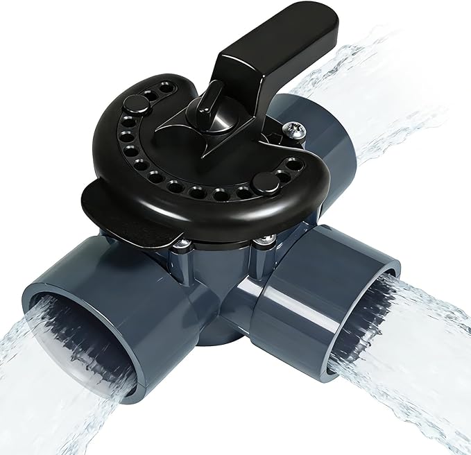 263028 Three Port Diverter Valve Compatible with Pentair, 2 Inch PVC Pool Valve, 3 Way Pool Valve for Swimming Pool Plumbing System, Grey
