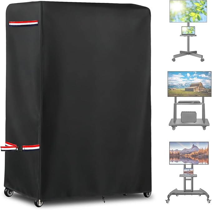 Outdoor TV Cover 59 Inch Weatherproof for 60-65 Inch TV,With Zipper 600D Heavy-Duty Waterproof Outdoor TV Stand Covers,Patio TV Protector Covers for Portable TV Stand On Wheels,59"Lx15"Wx55"H