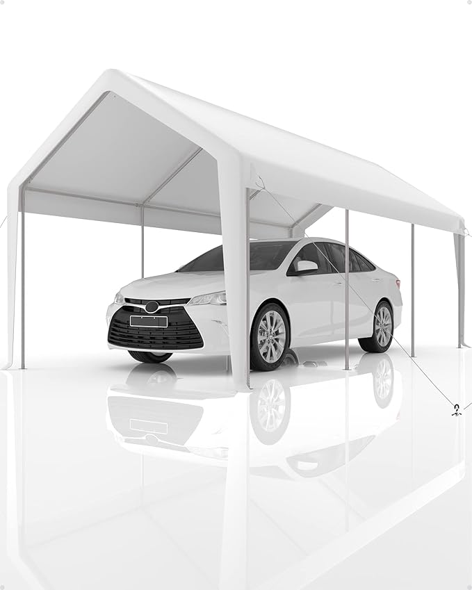 13x20 ft Heavy Duty Carport Replacement Canopy Cover, Waterproof Outdoor Garage Top Tent for Cars/Trucks/Boats, UV-Resistant & Wind-Resistant (Top Cover ONLY, Frame Not Included)