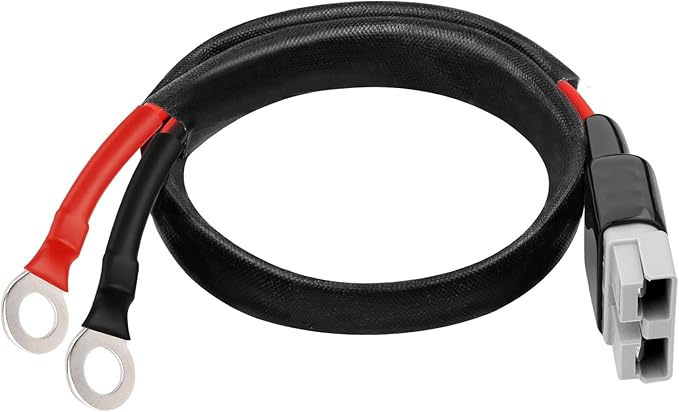 XRDS -RF 8AWG Battery Quick Connect Cable 2FT, 50 Amp Anderson-Style Connector to O-Ring Terminal, for Solar, RV, EV, and Backup Power Systems