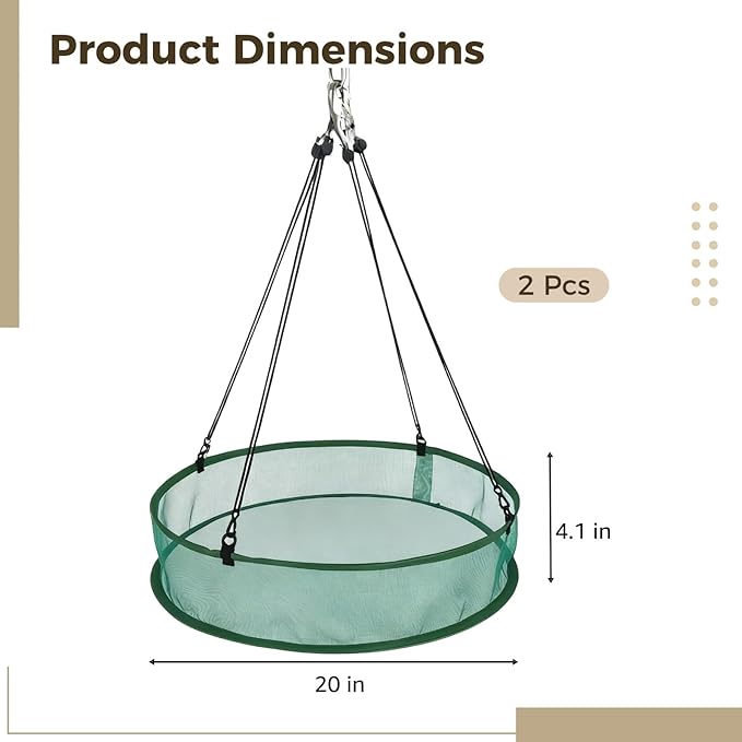 2 Pcs Bird Seed Catcher Tray, 20 in Hanging Bird Seed Catcher with 4.1 in Height, Outdoor Bird Seed Catcher Made of Polyester Mesh for Easy Cleaning & Ventilation