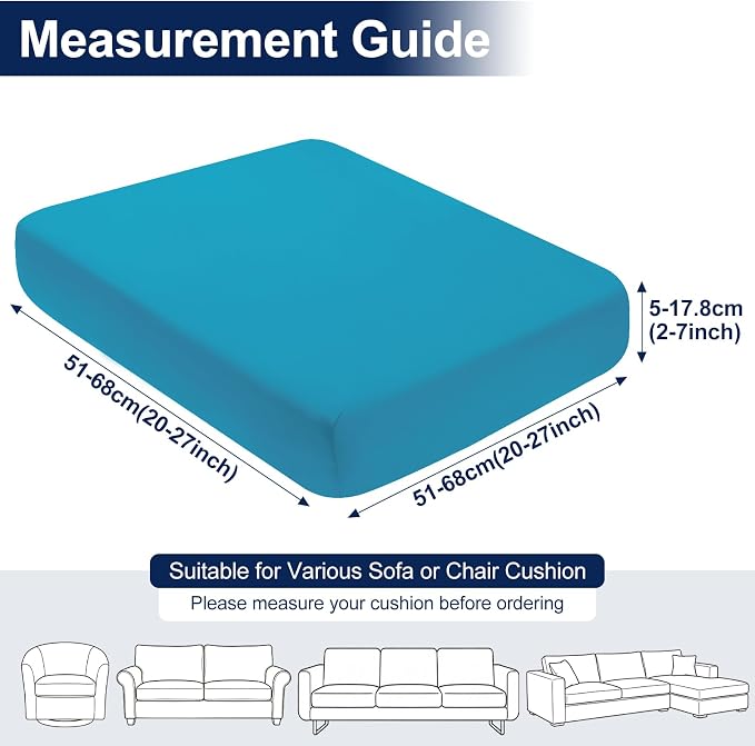 Smiry Waterproof Patio Cushion Covers, Stretch Outdoor Couch Slipcovers Replacement Washable Furniture Protector Sofa Chair Seat Cover for Dogs and Pets (14 Pcs, Teal)