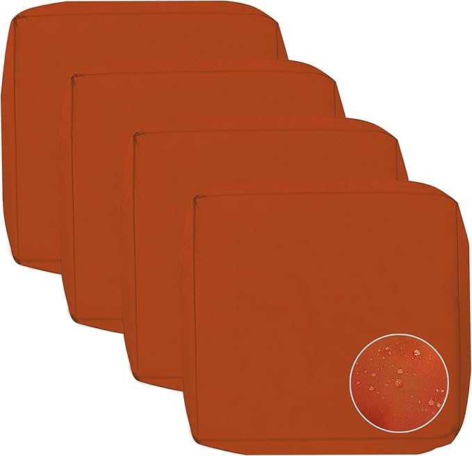 Sqodok Patio Cushion Covers, Waterproof Outdoor Cushion Covers Replacement, Patio Cushion Seat Slicovers for Sectional Sofa, Chair, Outdoor Wicker Patio Sofa (Spice, 24"x24"x4"-4 Pack-Cover ONLY)