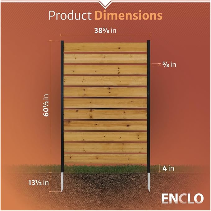 Concord Cedar Wood Privacy Screen, 5ft H x 3.2ft W, 1 Panel | No Dig Enclosure, Hide Trash Cans, Decorative Patio, Outdoor Fence, EC18022