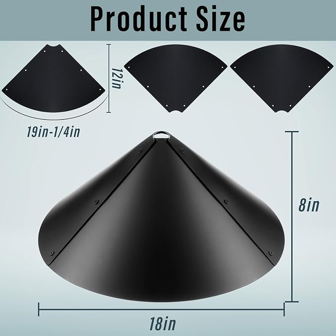 Domensi 4 Sets 18 Inches Squirrel Baffle for Bird Feeder Pole, Outside Pole Mount House Guard Bird Feeder Baffle for Shepherd's Hook, Preventing from Squirrels, Raccoons(Black)