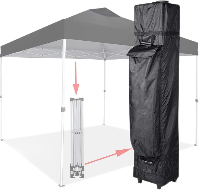 Waterproof Wheeled Canopy Bag 11.8 x 11.8 x 63 Replacement Canopy Roller Bag Outdoor Instant Canopy Storage Bag with Handles 1680D - Roller Bag Only(Without Canopy)