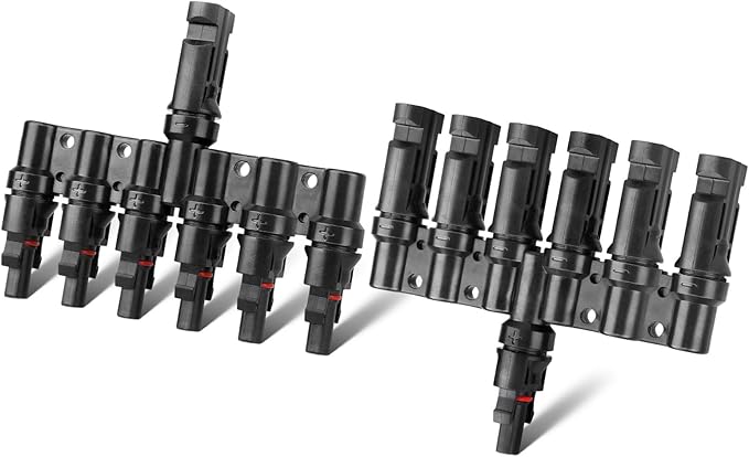 Solar Panel Connector Solar 6 to 1 Y Branch Solar Panel Splitter 6 Way 1000V Solar Y Branch Solar Panel Parallel Connectors for Parallel Connection Solar Panels (1 Pair 6 to 1)