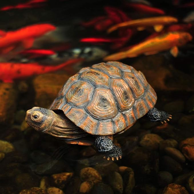 Danmu 1Pc of Polyresin Tortoise Statue 12 9/10" x 9 2/5" x 5 1/2" | Lifelike,Realistic,Vivid Color,Hand-Painted,Weather-Resistant,Great Details,Garden Statues,Outdoor Statues,Yard Statues