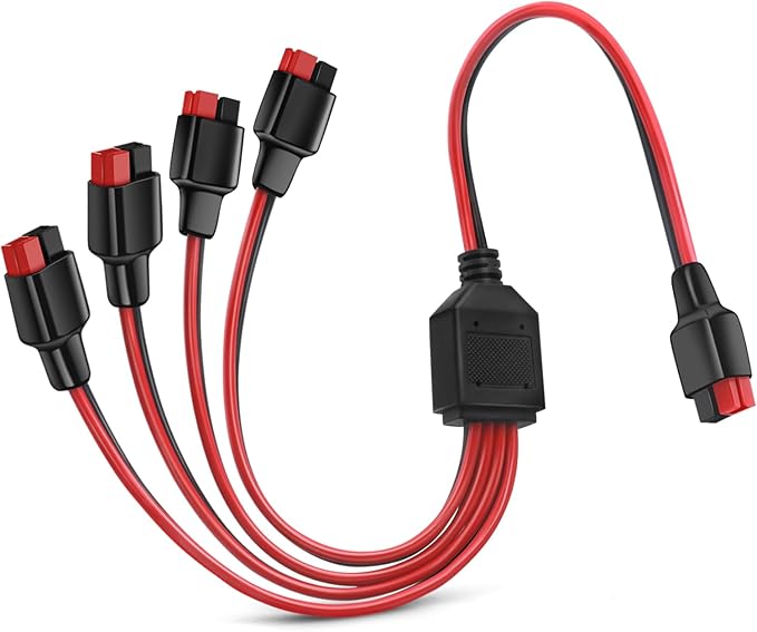Anderson Y Splitter Cable 1 to 4 Solar Panel Anderson Branch Parallel Adapter Cable for Portable Solar Generator Power Station Compatible with GZ Jackery High Power Pole Port Connector