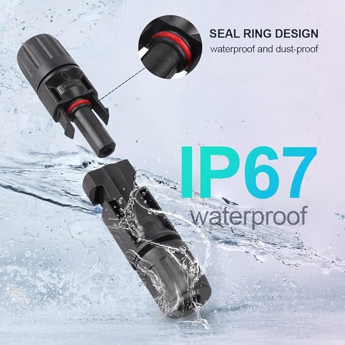 10PCS IP67 Waterproof Solar Connector Solar Panel Cable 5 Pairs PV Connectors Male/Female (5Pairs 10AWG)
