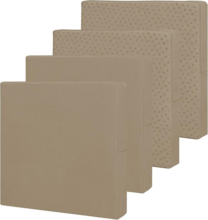 Easy-Going Waterproof Patio Cushion Covers 22x22x4 inch 4 Pack Replacement Non-Slip Outdoor Seat Cushion Slipcover with Zipper. Camel