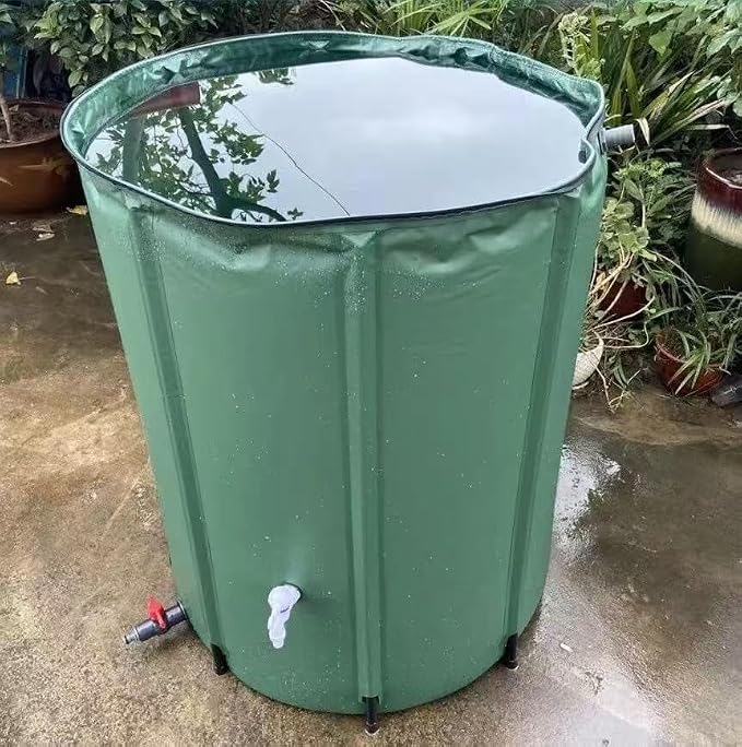 Rain Water Collection Barrel Water Storage Tank with Spigot, Hose and Portable Bucket, Large Plastic Collapsible Rain Catcher Catchment System to Collect Rainwater from Gutter (13 Gallon=50L)