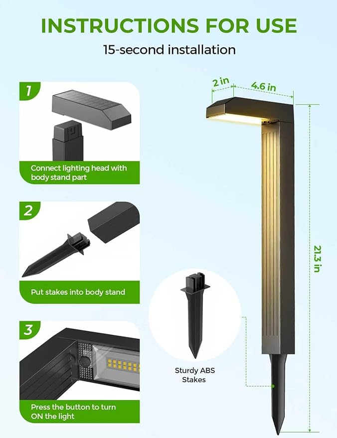 COXSENI Solar Pathway Lights Outdoor 6 Pack, 3 Color in 1 Bright Landscape Lighting with Cool/Warm/Daylight White Modes, Auto On/Off, IP65 Waterproof for Yard Garden Patio Walkway Sidewalk Lawn Decor