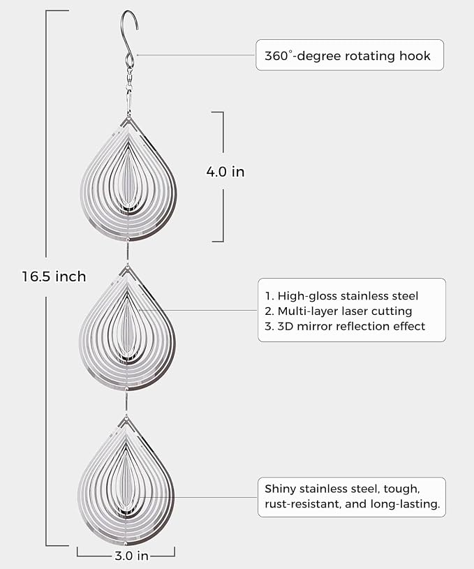 12 Bird Scare Devices Highly Reflective 3D Bird Reflectors, Shiny Bird Deterrents for Outside Patio, Wind Spinners Outdoor Garden Decoy to Keep Birds, Woodpeckers Away from House, Outdoor