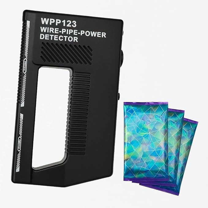 WPP123 Wall Scanner & Metal Detector – High-Sensitivity Stud Finder with Adjustable Alert – Detects Pipes, Wires & Studs – DIY & Professional Multifunction Tool – Durable Plastic (Black)