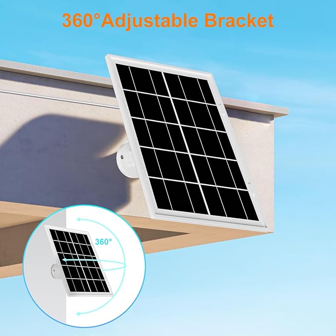 7W Solar Panel for Ring,2Pack Solar Charger for Stick Up Cam, Stick Up Cam Pro, Spotlight Cam Plus/Pro with 10FT/3M Waterproof Long Cable and USB-C to Barrel Plug Adapter