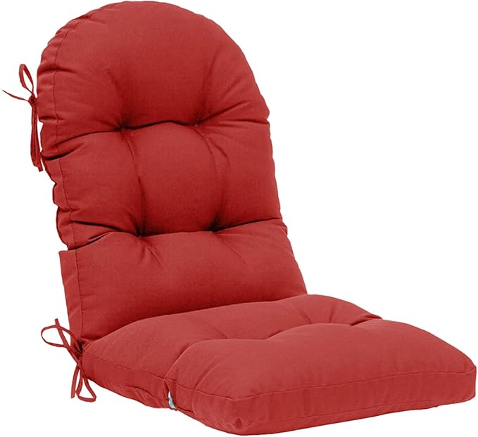 QILLOWAY Outdoor High Back Chair Cushion for Adirondack, All Weather Rocking Chair Cushions Thick Padded Replacement for Patio Furniture,Red